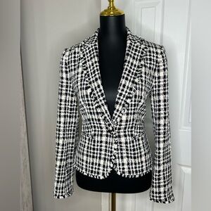 Ann Taylor Black and White Checkered Blazer